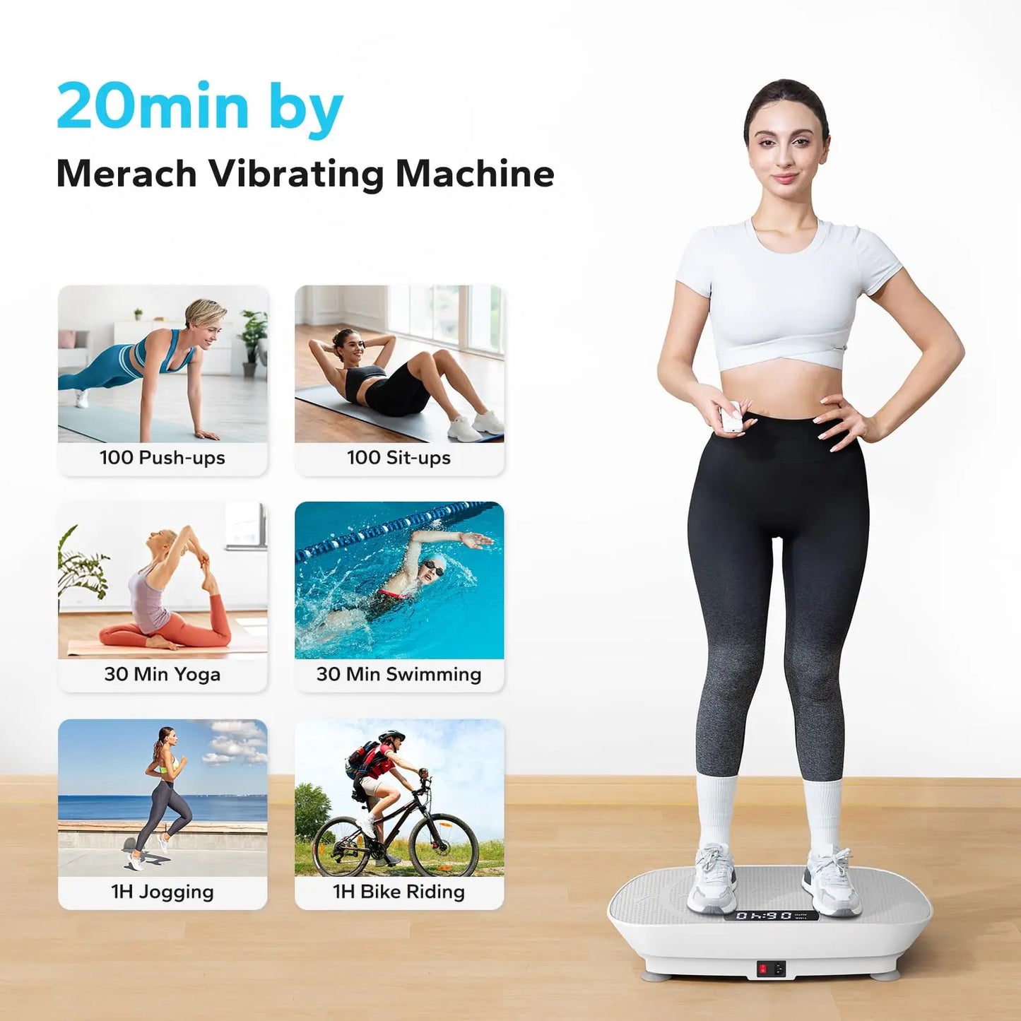 MERACH Vibration Plate Exercise Machine Whole Body Workout Power Vibrate Fitness Platform Vibration Plate Weight Loss & Shaping