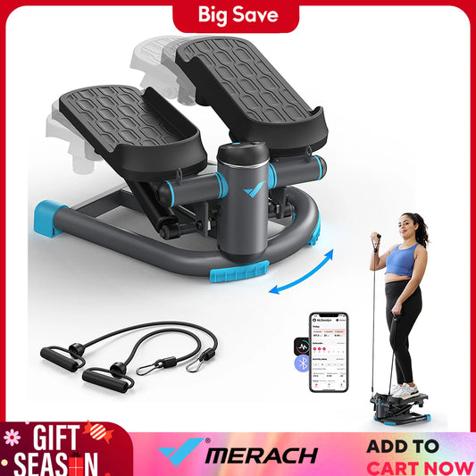 MERACH Stepper Upgrade Dual-Action Stepper 330LBS Capacity Exercise Equipment with Resistance Bands for Home or Gym Body Workout