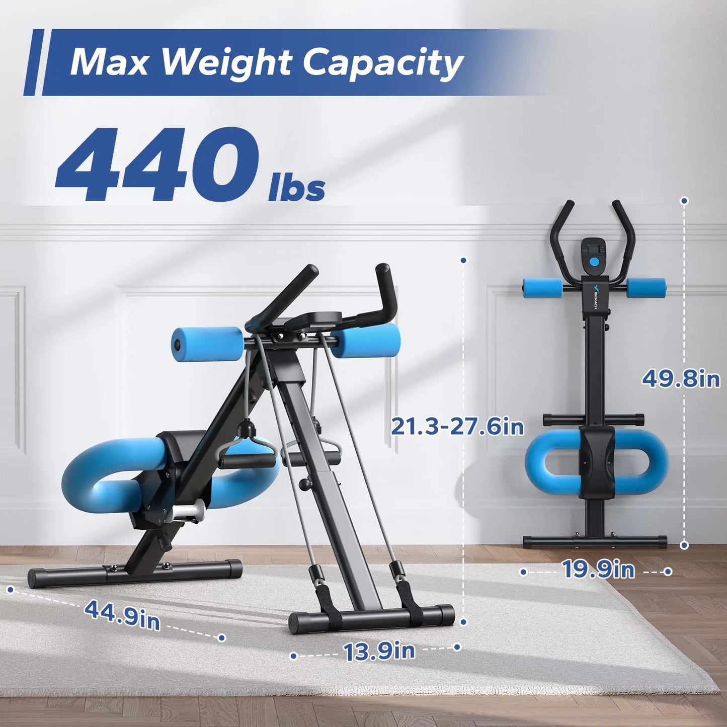 MERACH Ab Machine Adjustable Trainer Workout Foldable Knee Protection Abdominal Exercise Machine Core Ab Exercise System Trainer