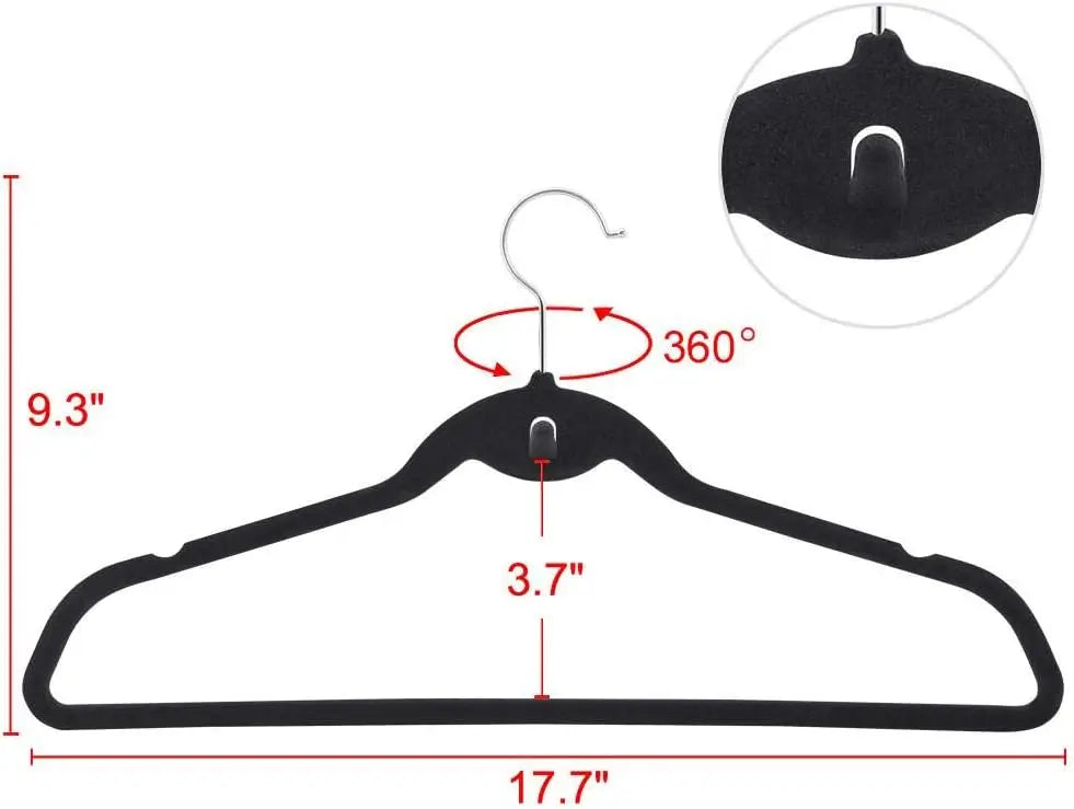 Non Slip Velvet Hangers - Heavy Duty - Suit Hangers Space Saving Clothes Hangers 360° Swivel Hook,