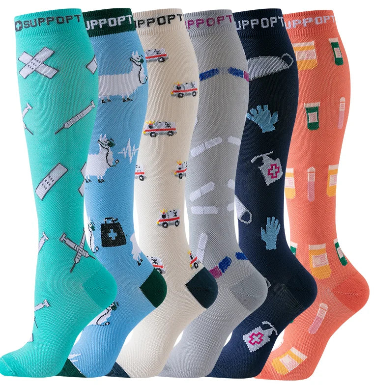 Compression Socks Pairs Outdoor Sports Riding Compress Stretch Stockings Nurse Calf Pressure Leg Socks Swollen Varicose Veins