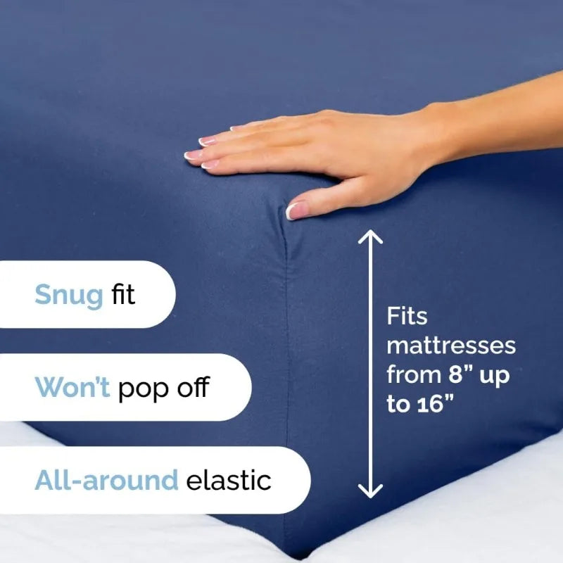 Queen Size 4 Piece Sheet Set - Comfy Breathable & Cooling Bed Sheets Set - Hotel Luxury Bedding for Women, Men, Kids & Teens - Deep Pockets, Easy Secure Fit, Soft and Wrinkle Free - Oeko-Tex - Navy Blue