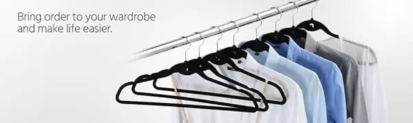 Non Slip Velvet Hangers - Heavy Duty - Suit Hangers Space Saving Clothes Hangers 360° Swivel Hook,