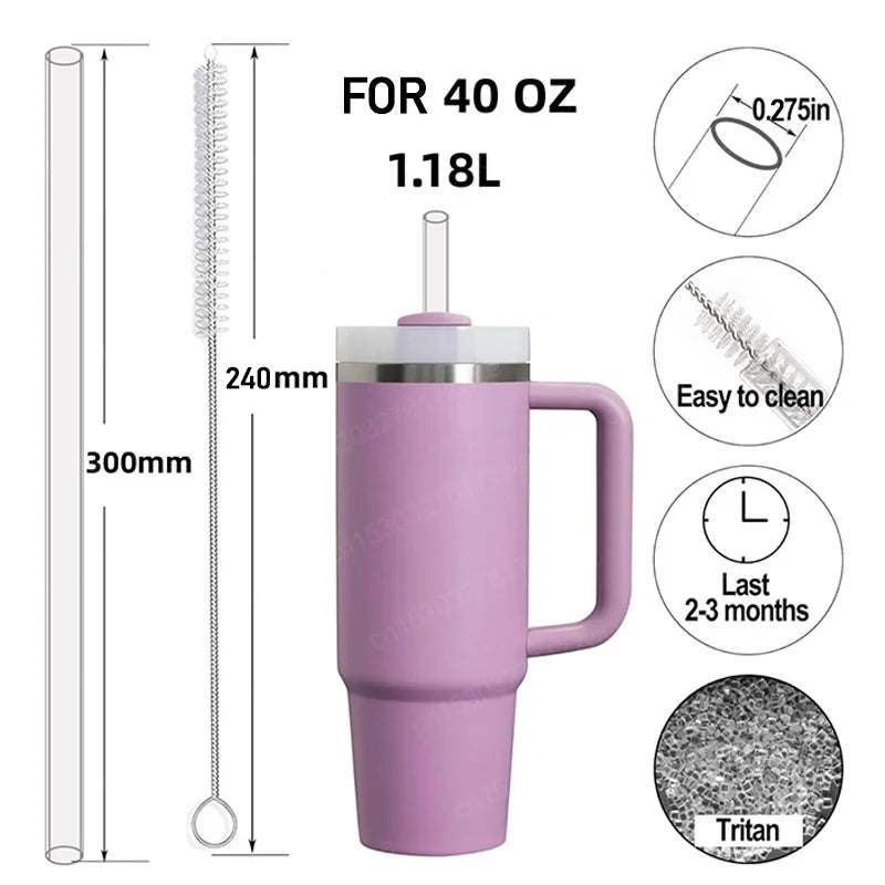 30cm Straight Drinking Straws Vacuum Tumbler Themos Cup Bottle Replacement Straw with Brush Suitable for Stanley 18-40oz