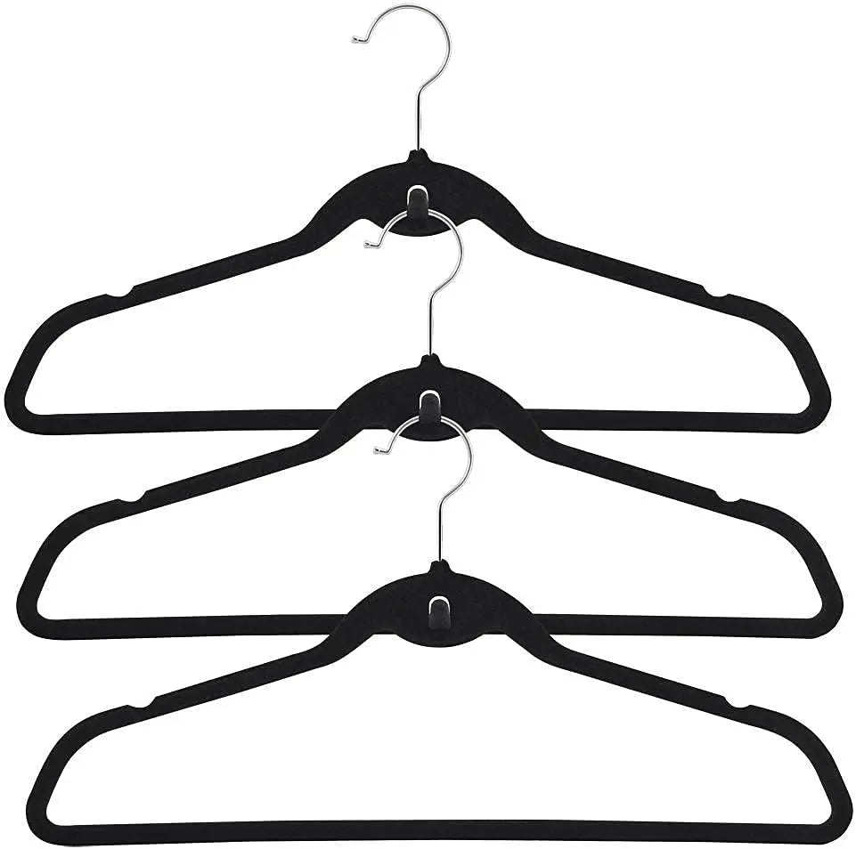 Non Slip Velvet Hangers - Heavy Duty - Suit Hangers Space Saving Clothes Hangers 360° Swivel Hook,