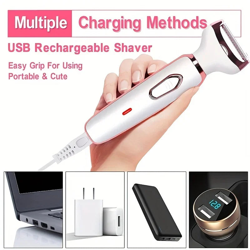 4 In 1 Electric Lady Shaver Body Hair Removal Epilator Painless Cordless Trimmer Razor Gifts For Women