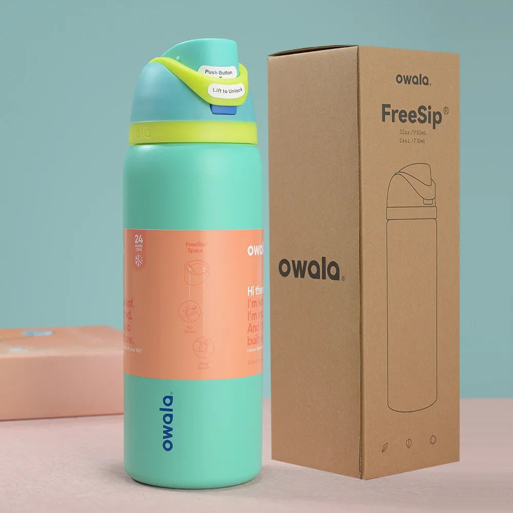 Owala FreeSip Insulated Stainless Steel Water Bottle with Straw for Sports, Travel, and School BPA-Free Sports Water Bottle, 24 oz, Denim