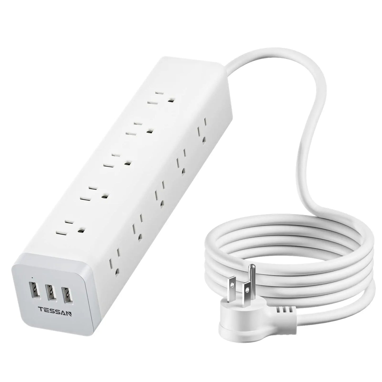 Surge Protector Power Strip - 8 Outlets with 4 USB (2 USB C) Charging Ports, Multi Plug Outlet Extender, 5Ft Braided Extension Cord, Flat Plug Wall Mount Desk USB Charging Station for Home Office ETL