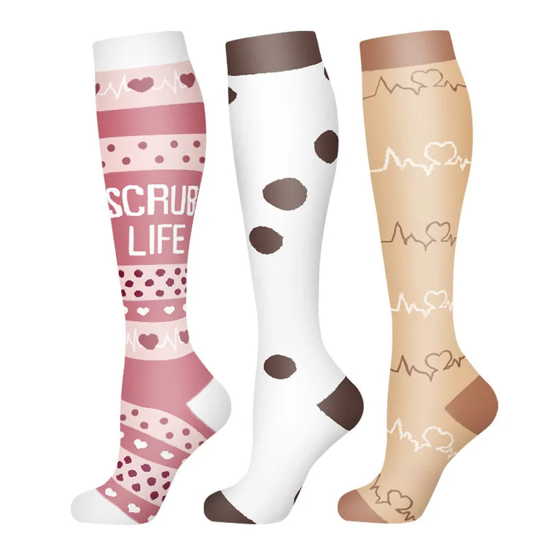 Compression Socks Pairs Outdoor Sports Riding Compress Stretch Stockings Nurse Calf Pressure Leg Socks Swollen Varicose Veins