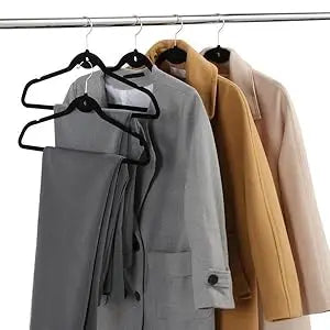 Non Slip Velvet Hangers - Heavy Duty - Suit Hangers Space Saving Clothes Hangers 360° Swivel Hook,