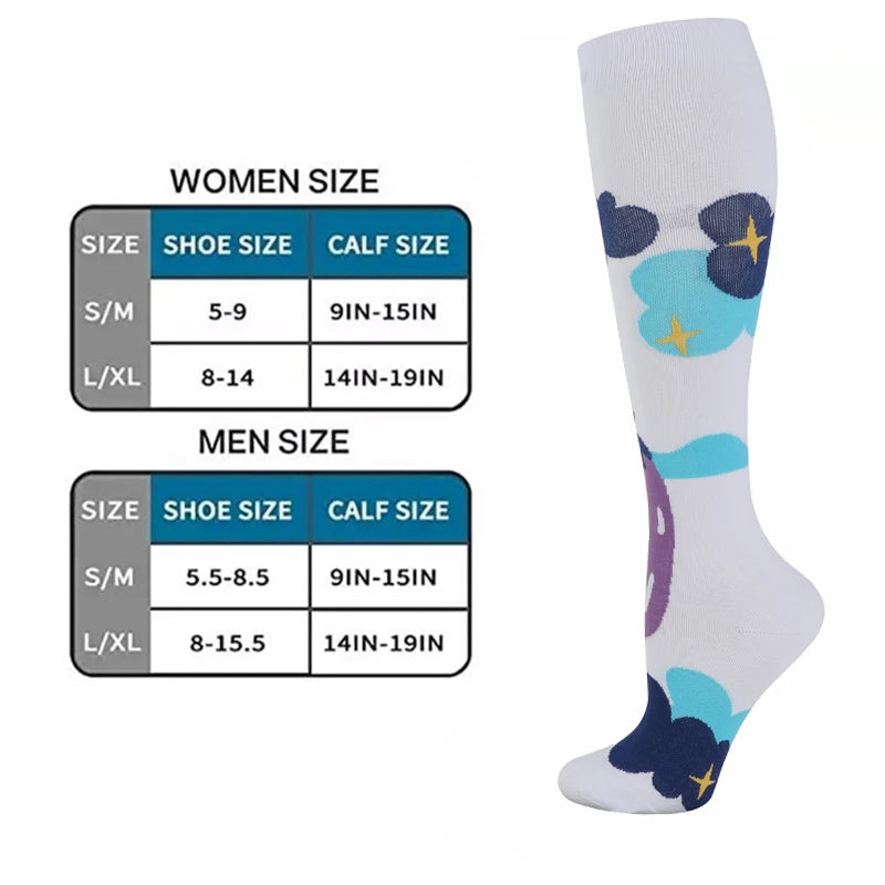 Compression Socks Pairs Outdoor Sports Riding Compress Stretch Stockings Nurse Calf Pressure Leg Socks Swollen Varicose Veins