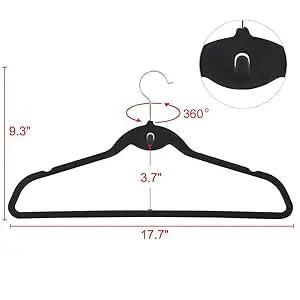 Non Slip Velvet Hangers - Heavy Duty - Suit Hangers Space Saving Clothes Hangers 360° Swivel Hook,