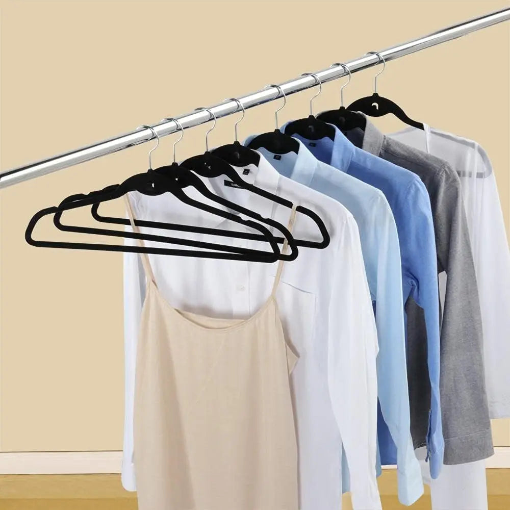 Non Slip Velvet Hangers - Heavy Duty - Suit Hangers Space Saving Clothes Hangers 360° Swivel Hook,